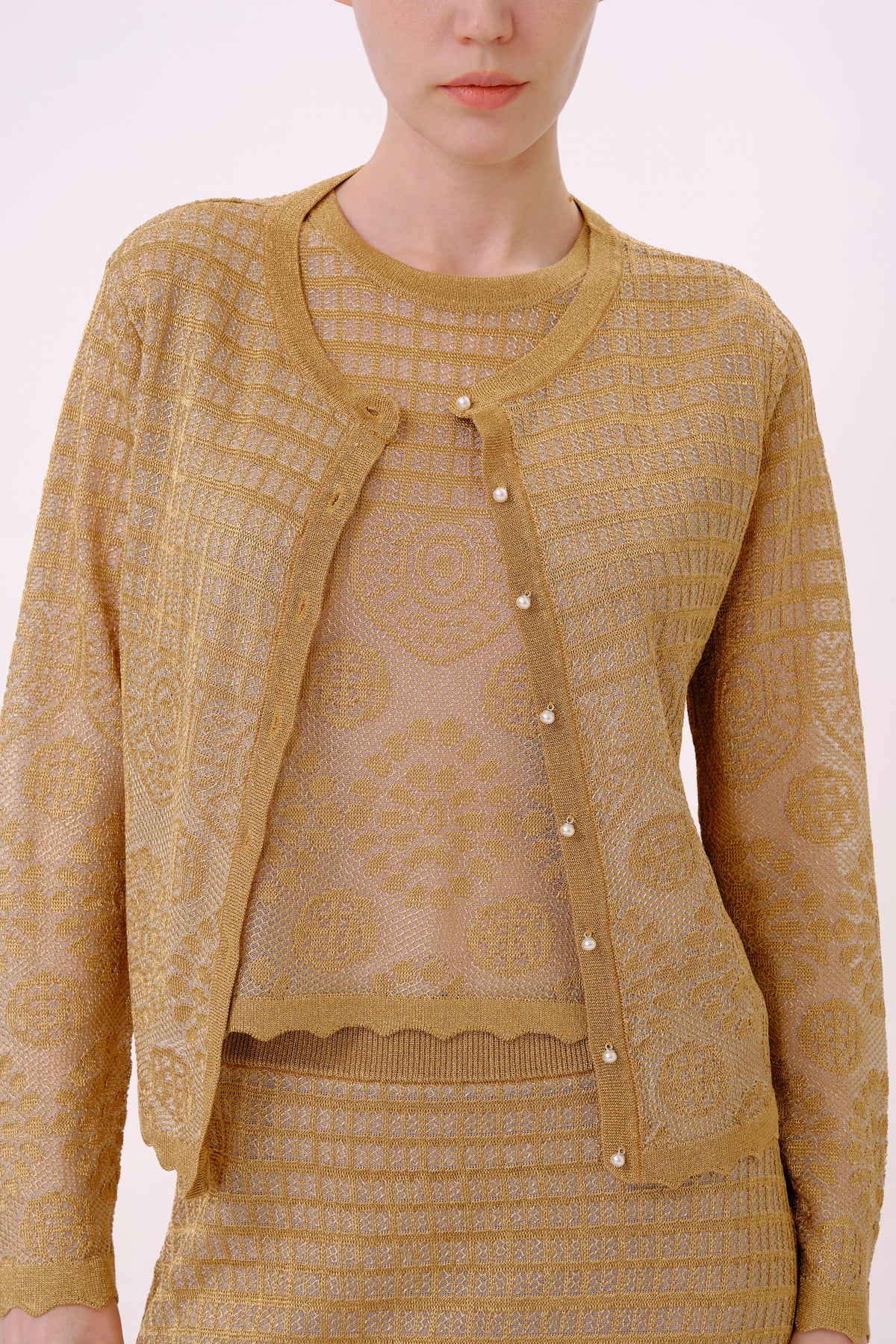 Metallic Gold Lurex Knit Cardigan