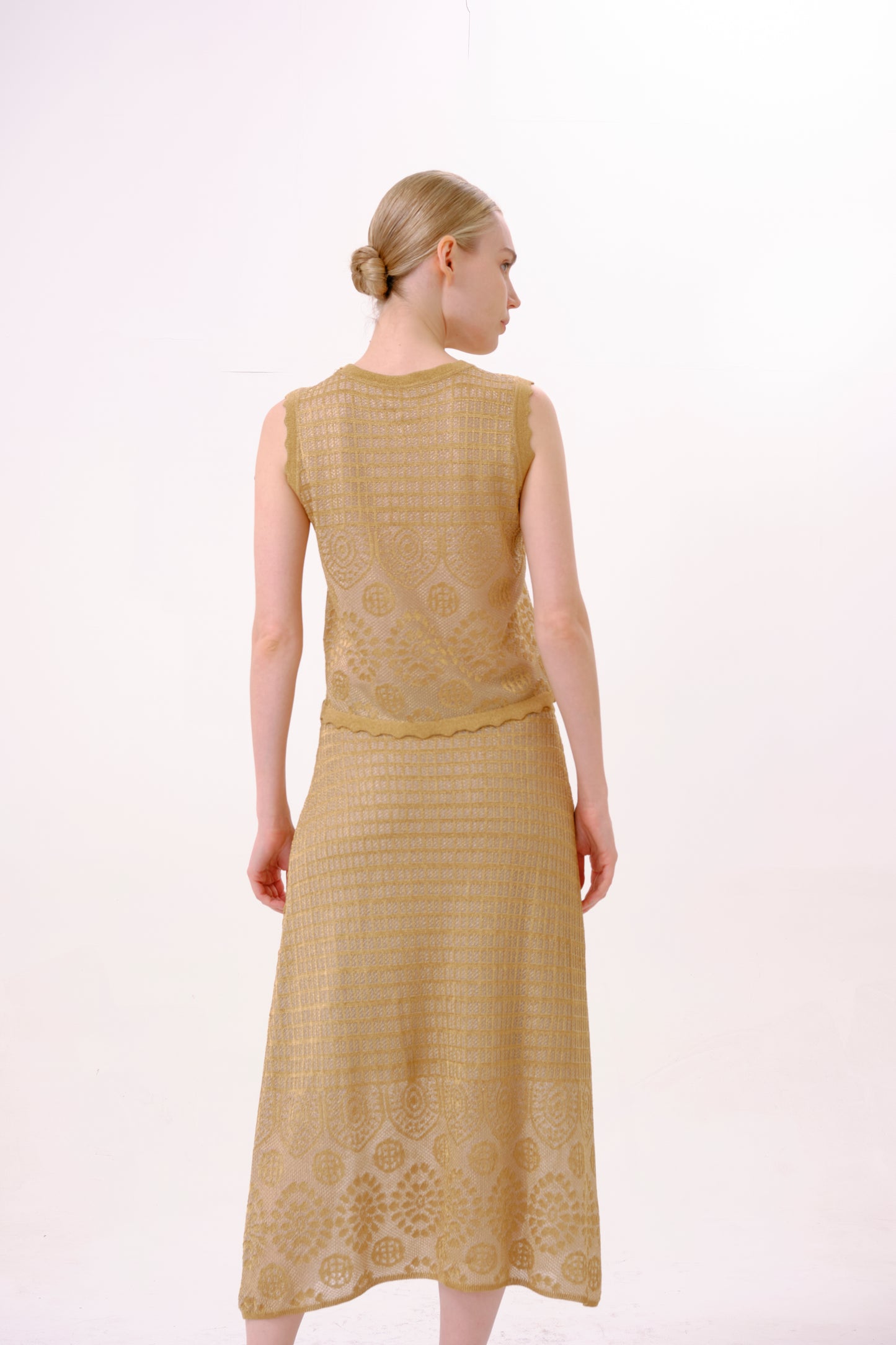 Metallic Gold Lurex Knit Sleeveless Top