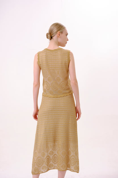 Metallic Gold Lurex Knit Sleeveless Top