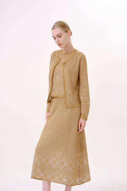 Metallic Gold Lurex Knit Skirt
