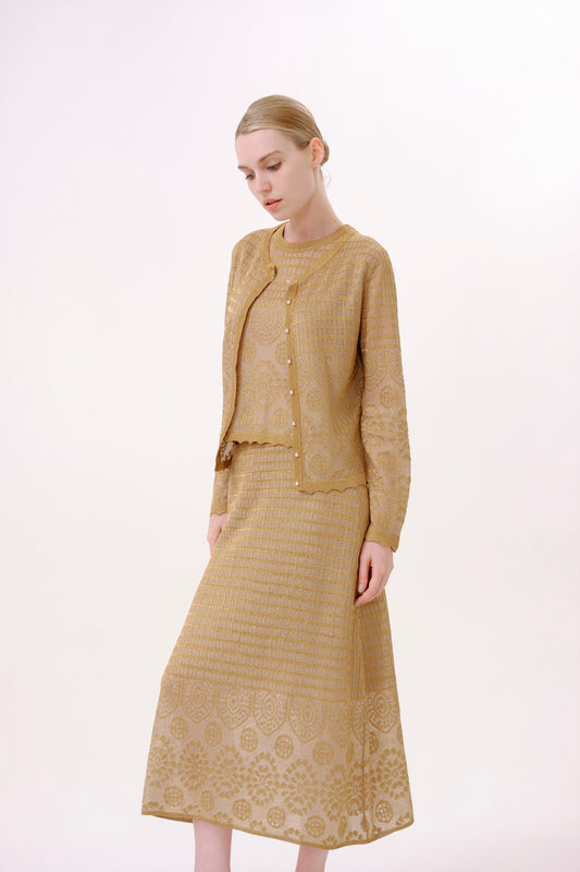 Metallic Gold Lurex Knit Skirt