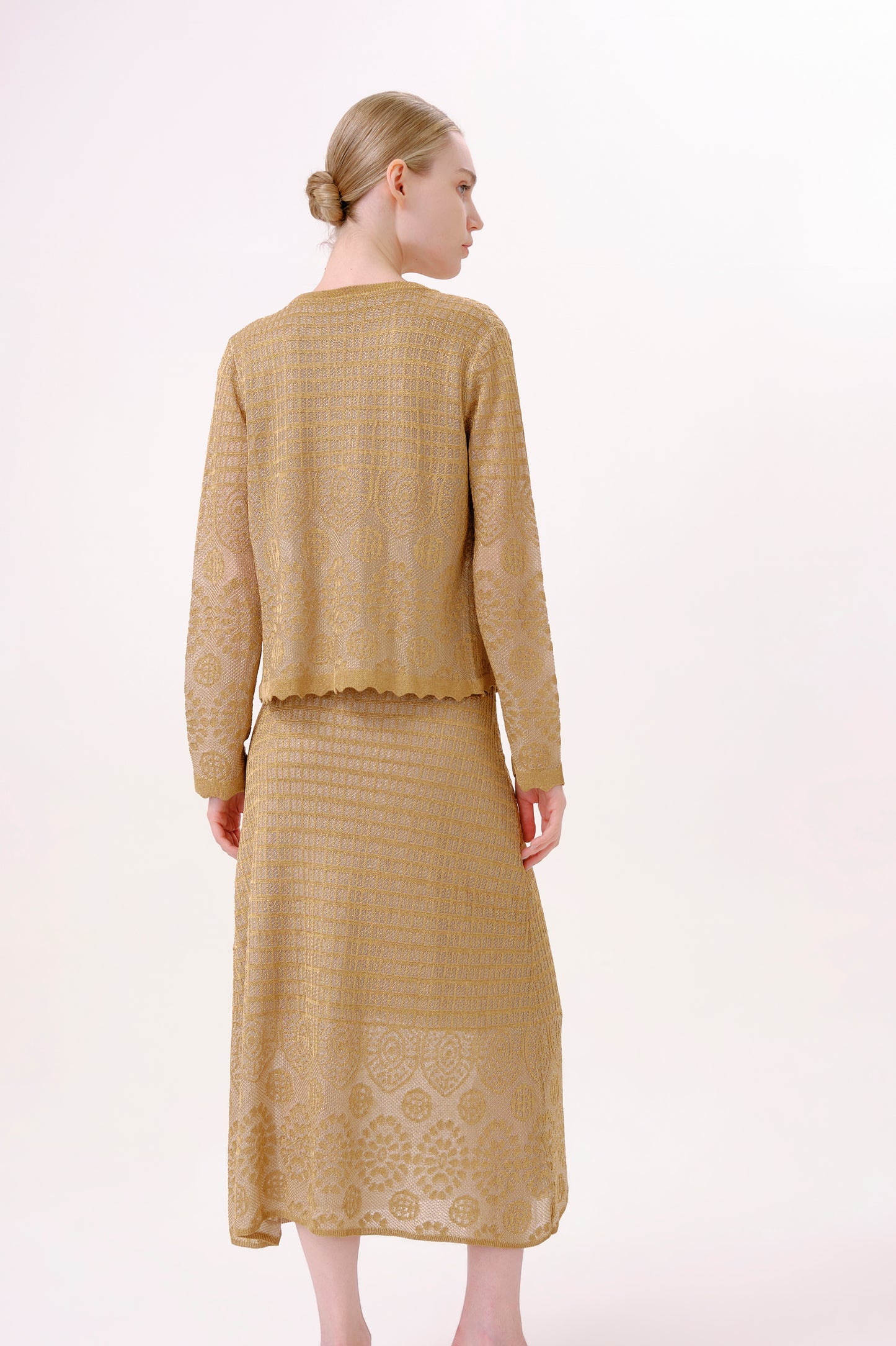 Metallic Gold Lurex Knit Cardigan
