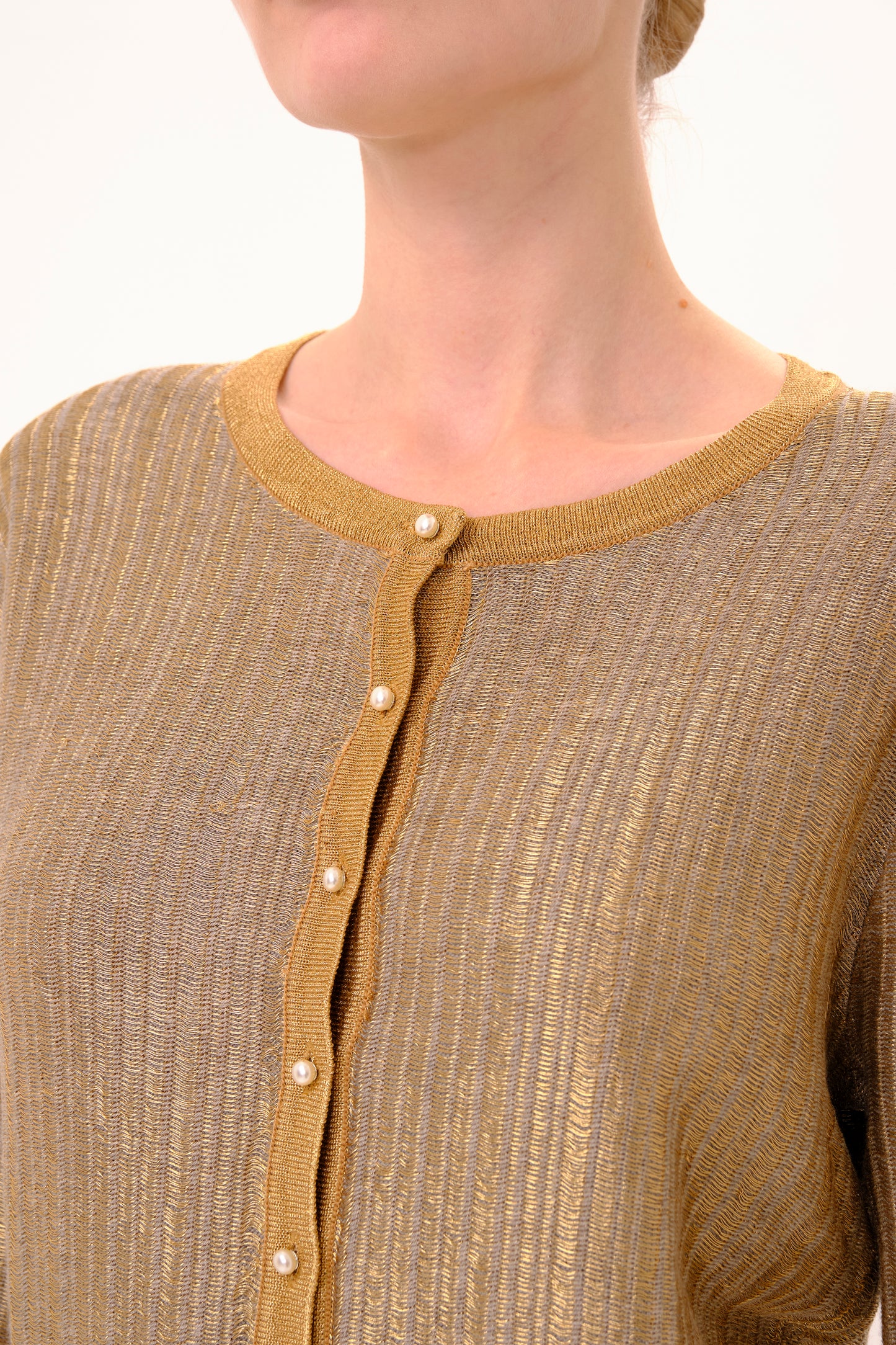 Bronze Lurex Knit Cardigan
