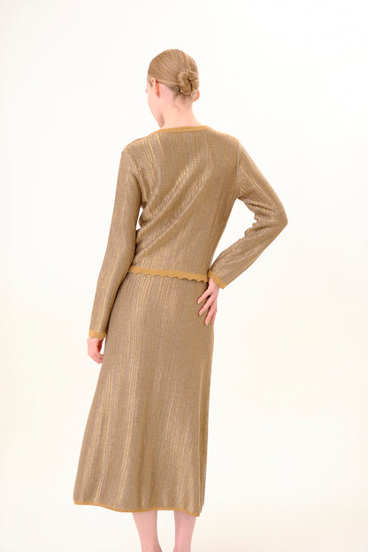 Bronze Lurex Knit Cardigan