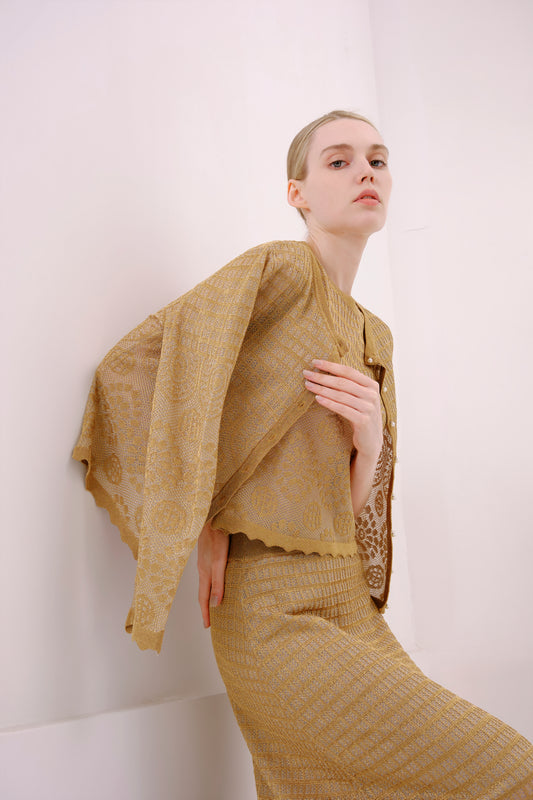 Metallic Gold Lurex Knit Cardigan