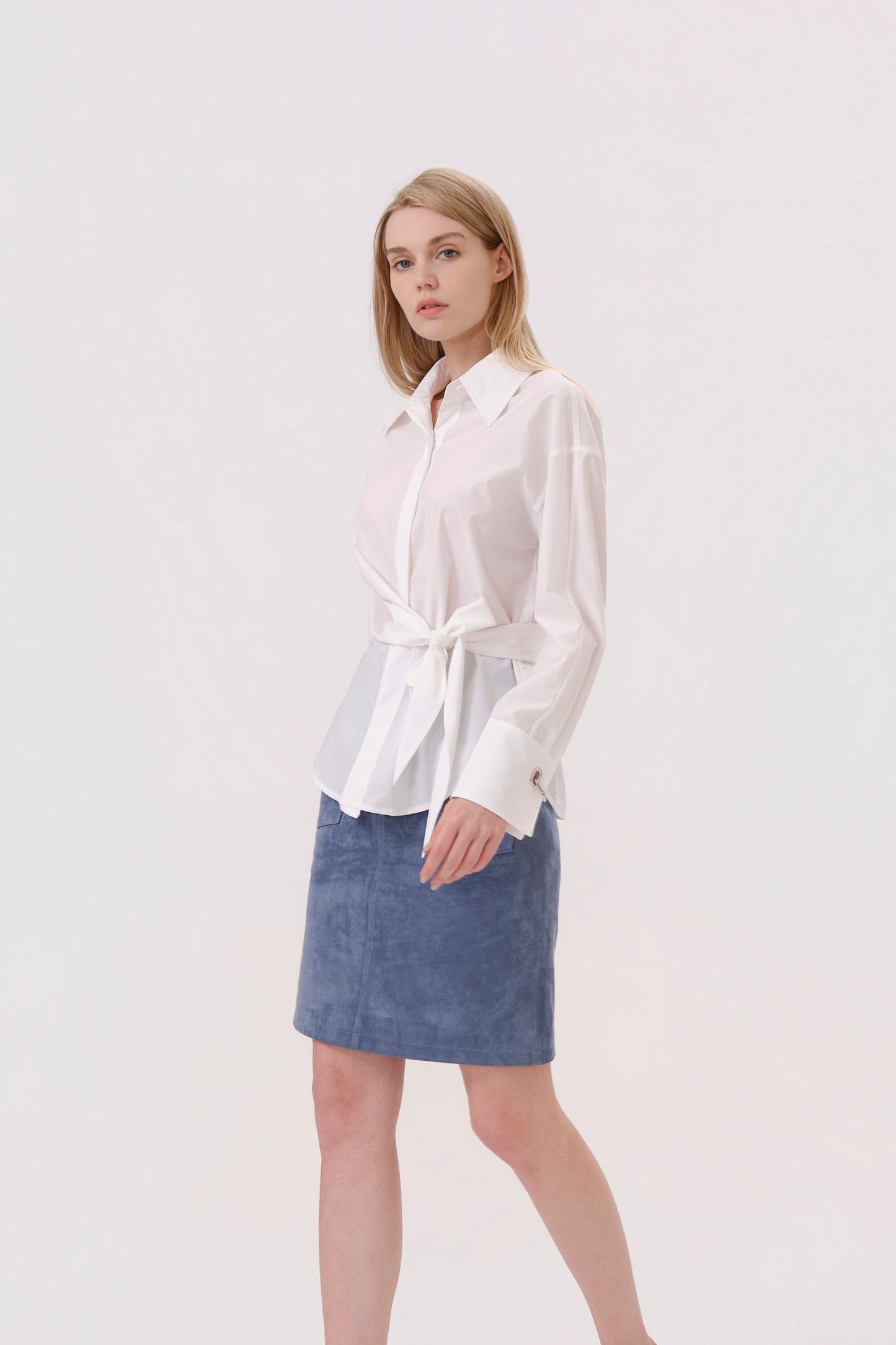 White Asymmetrical Cotton Button-Up Shirt