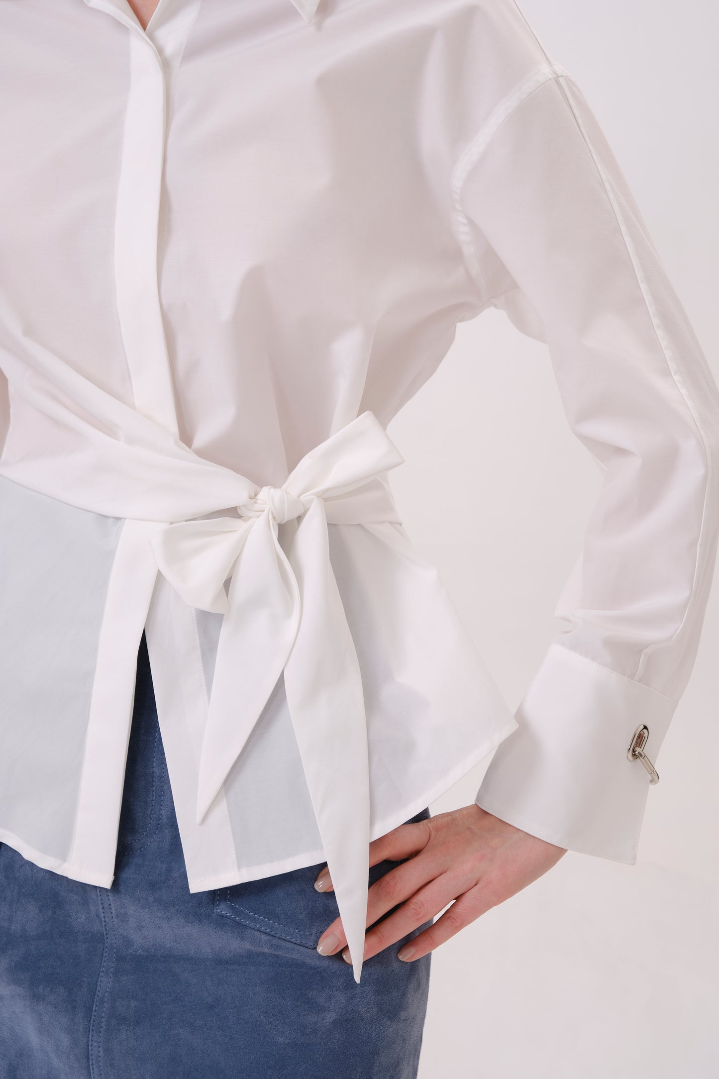 White Asymmetrical Cotton Button-Up Shirt