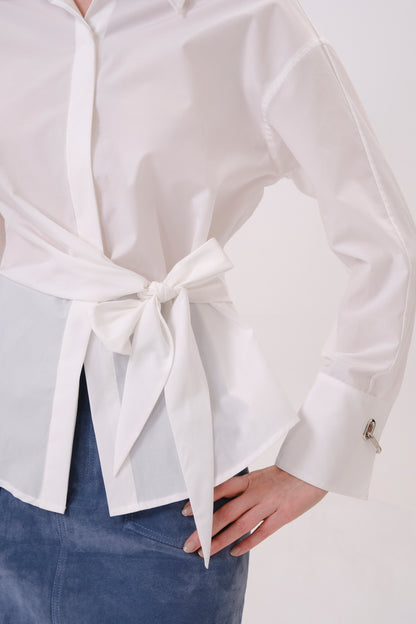 White Asymmetrical Cotton Button-Up Shirt