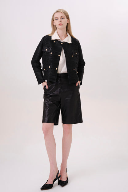 Black Structured Leather Jacket