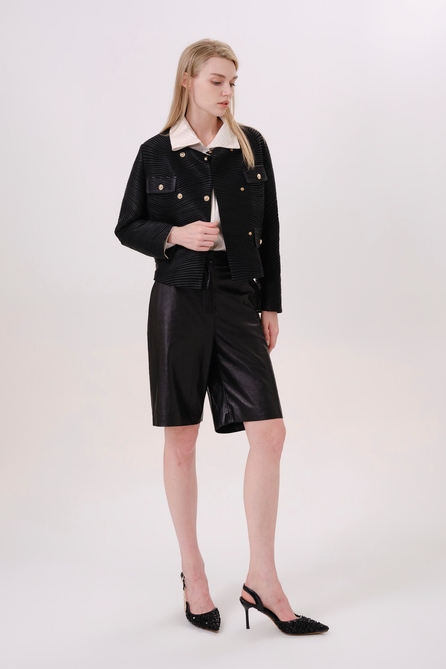 Black Structured Leather Jacket