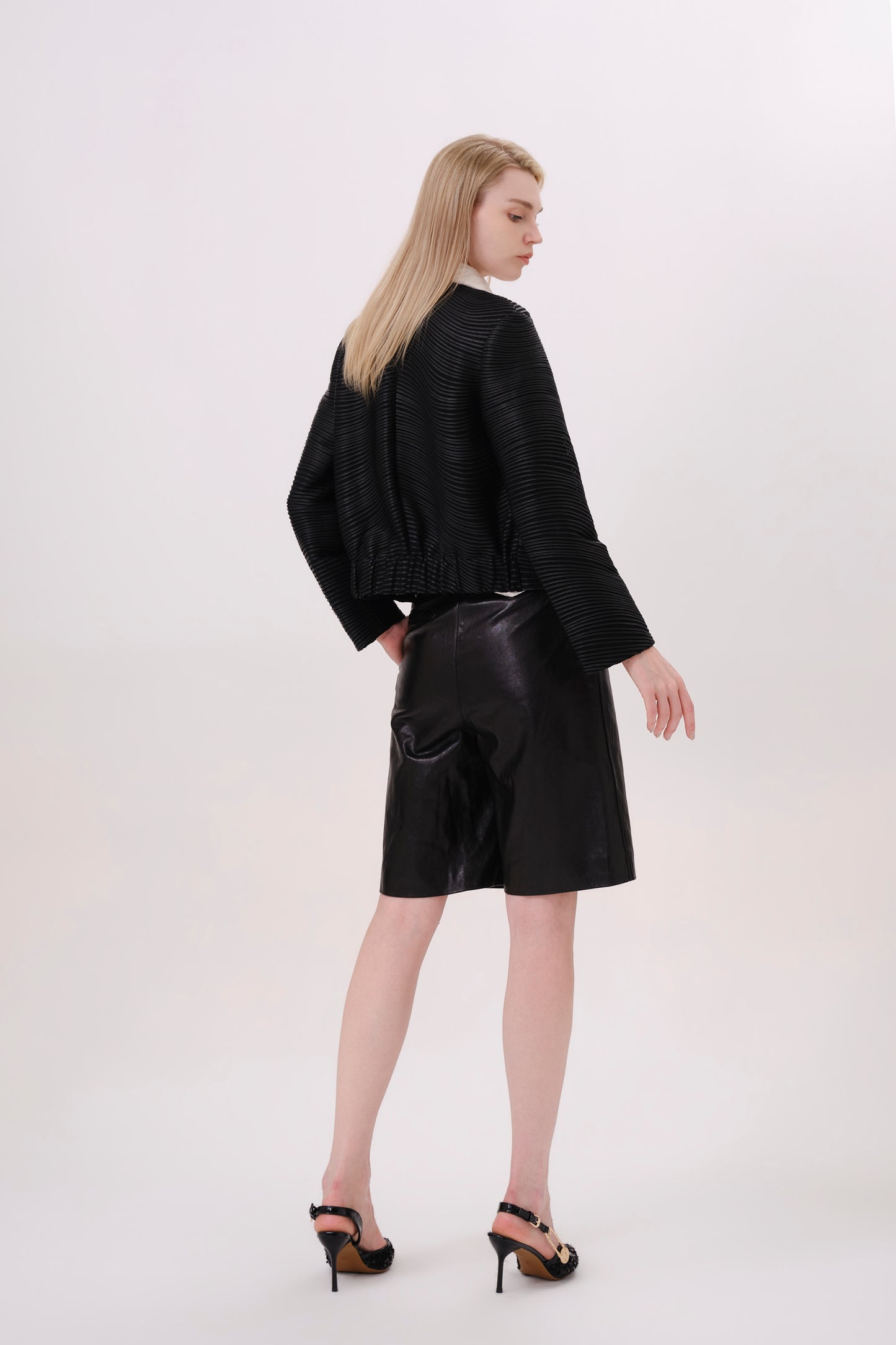 Black Structured Leather Jacket