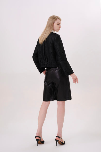 Black Structured Leather Jacket