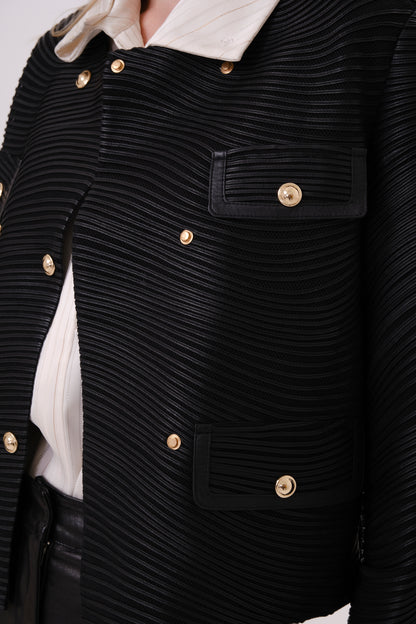 Black Structured Leather Jacket