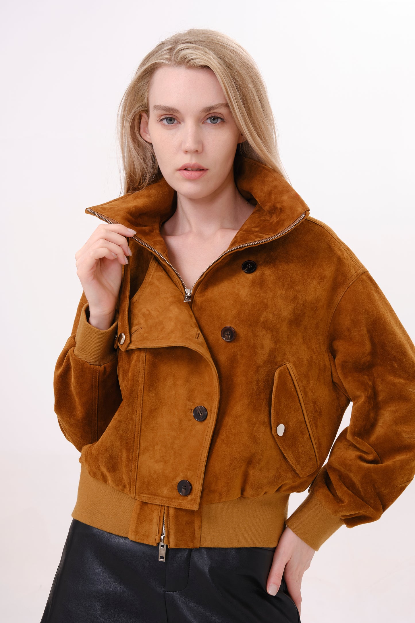Brown Collared Suede Jacket