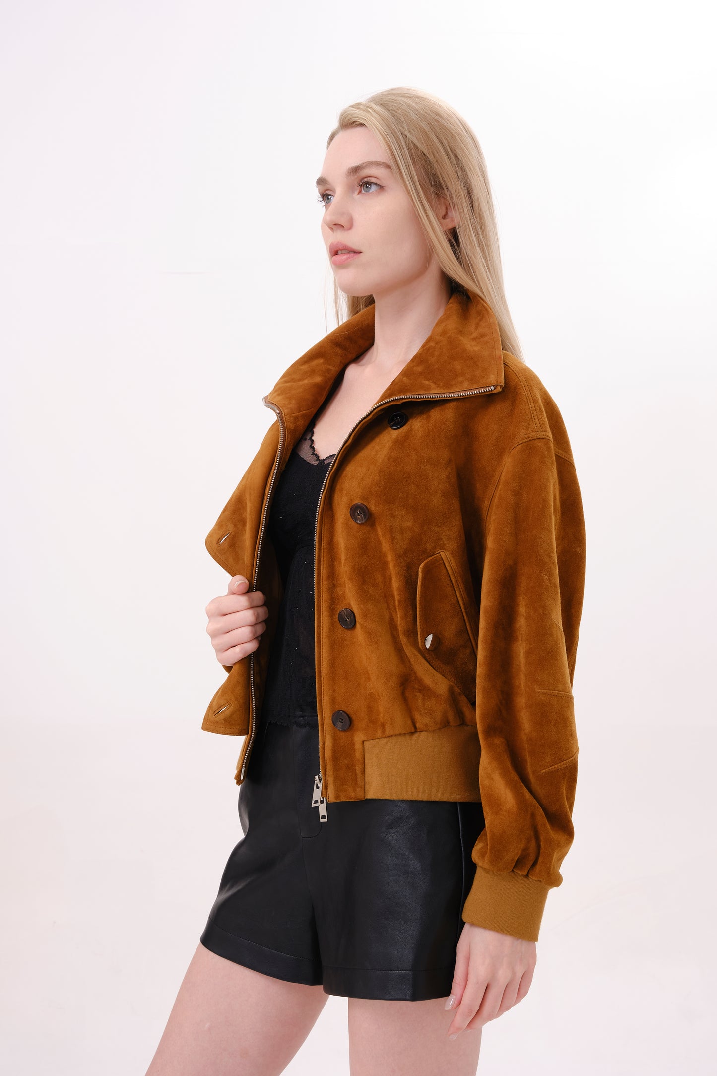 Brown Collared Suede Jacket