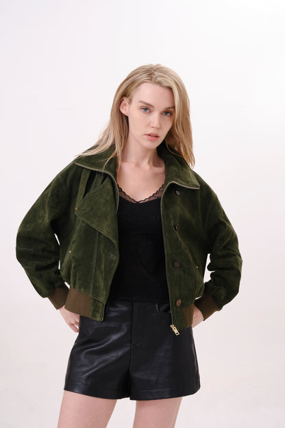 Olive Green Suede Coat