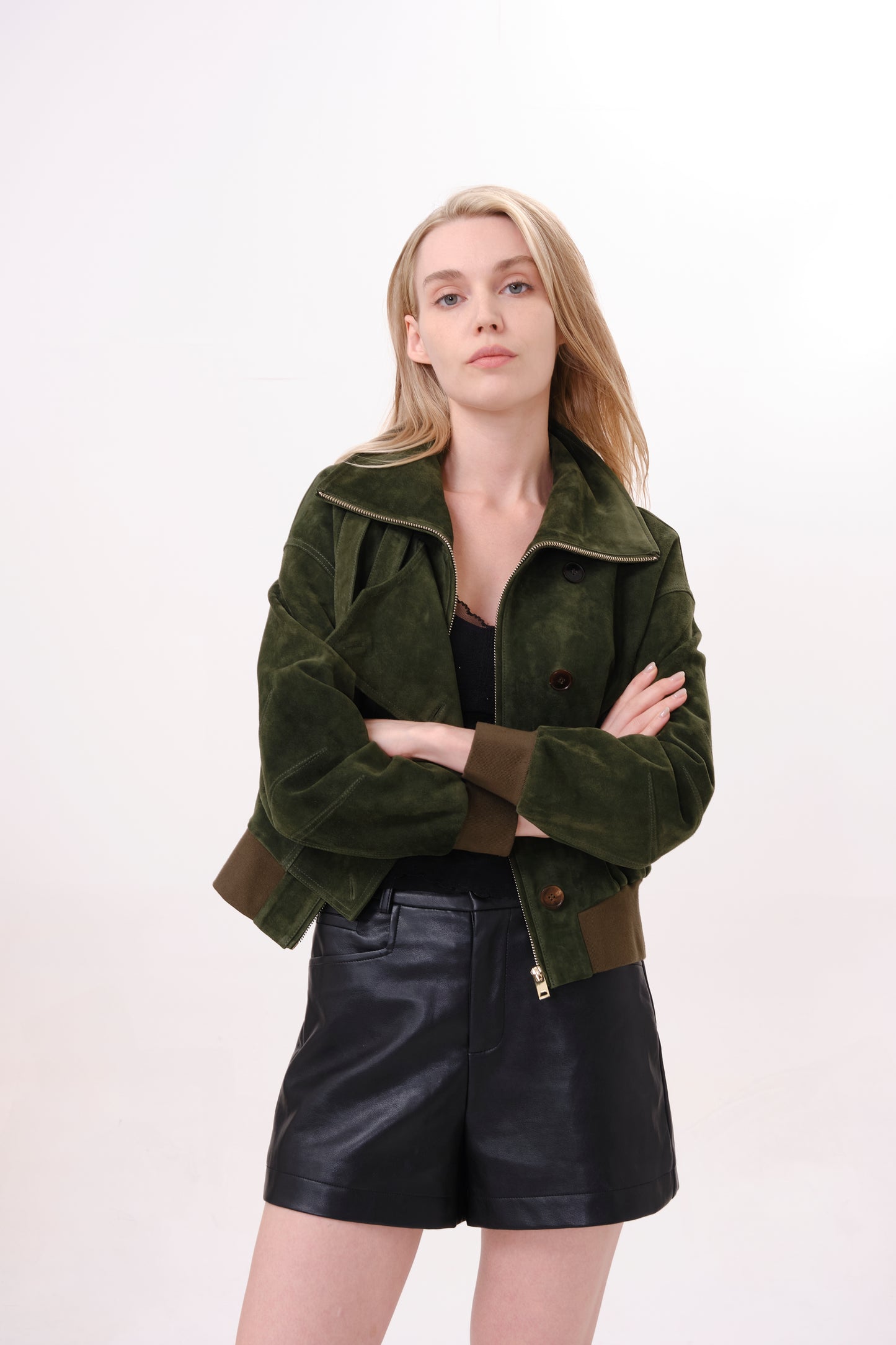 Olive Green Suede Coat