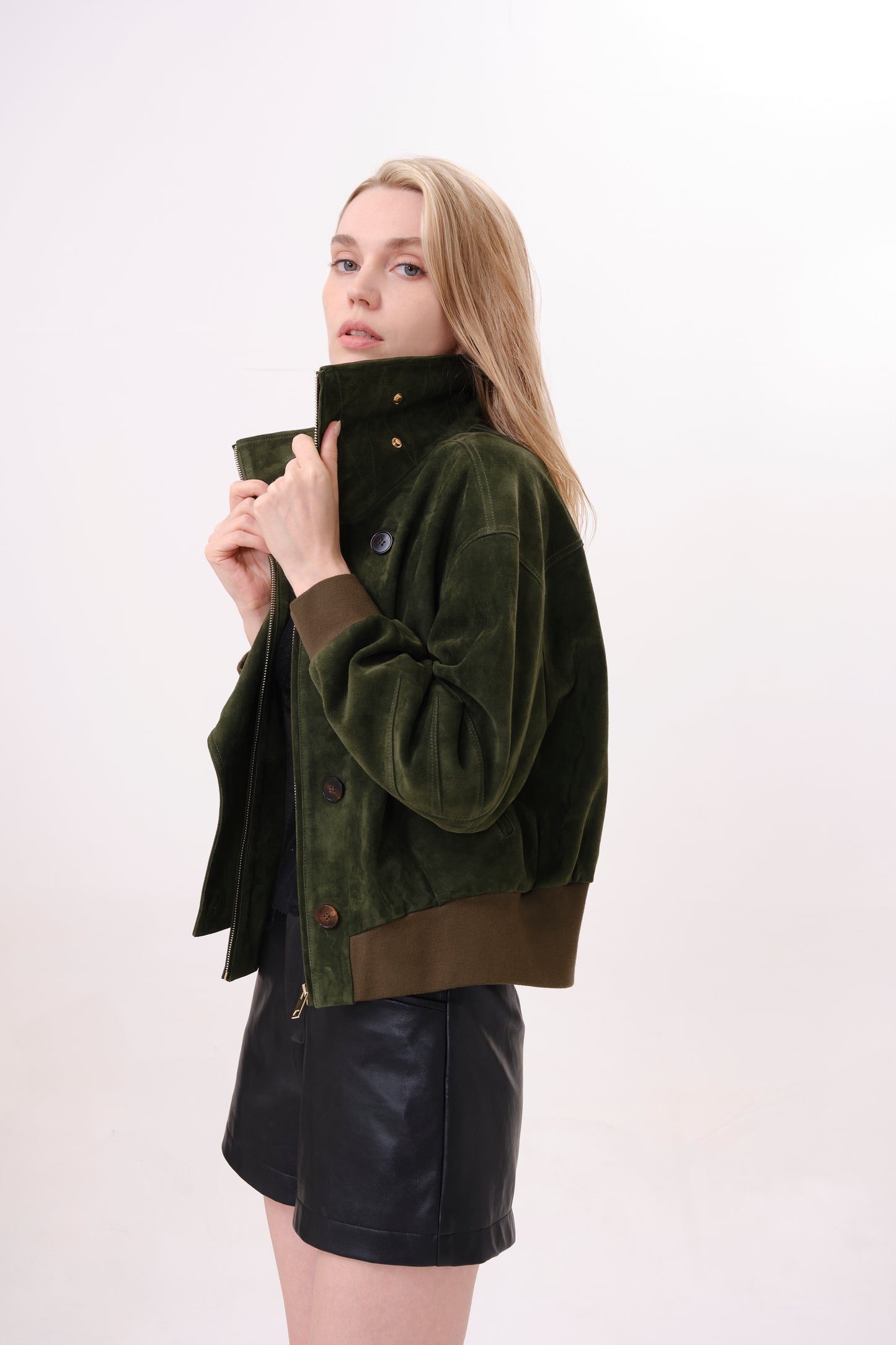 Olive Green Suede Coat