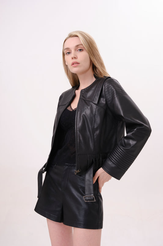 Black Mini Leather Shorts