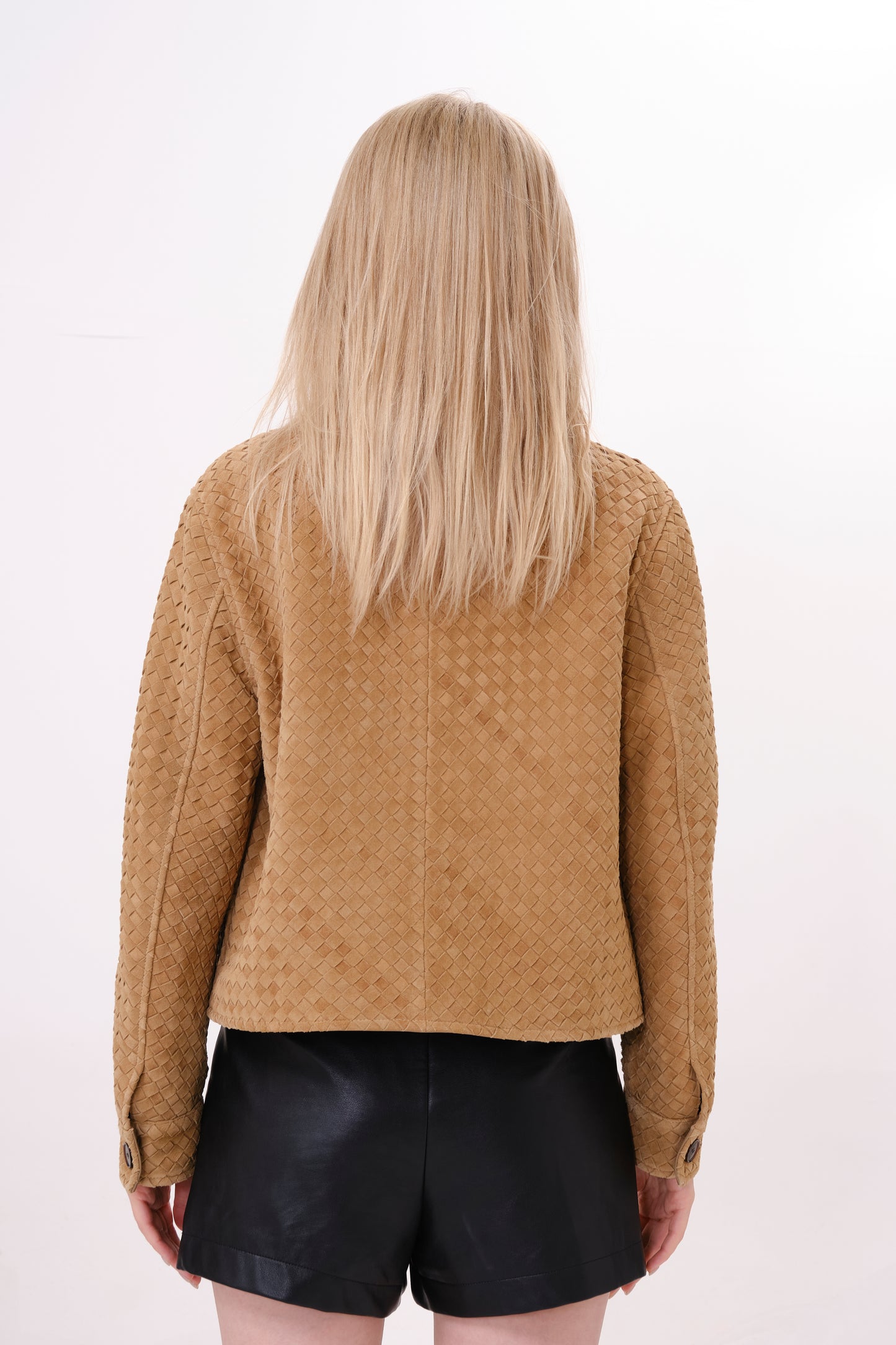 Tan Structured Leather Jacket