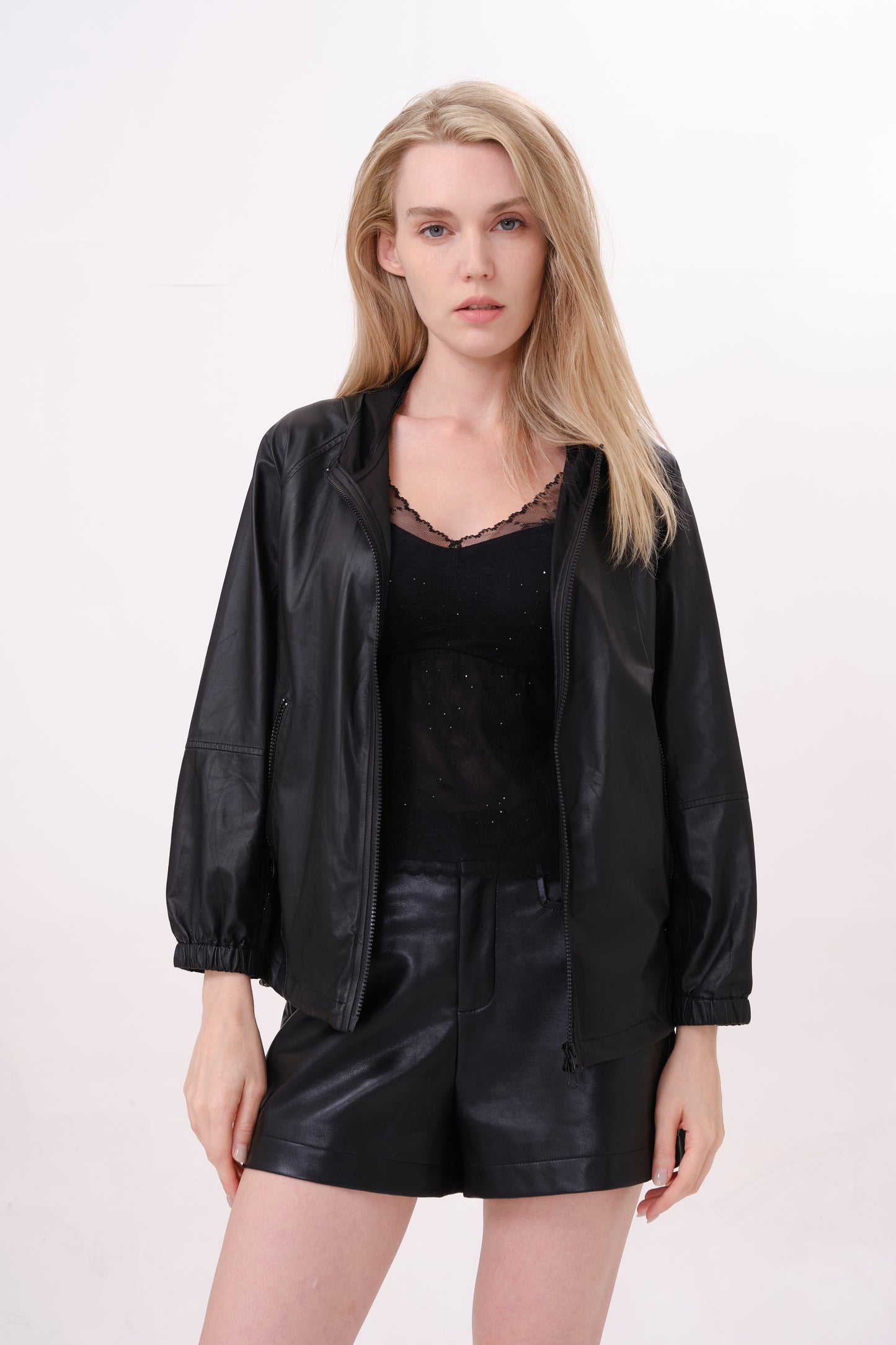 Black Hooded Leather Jacket