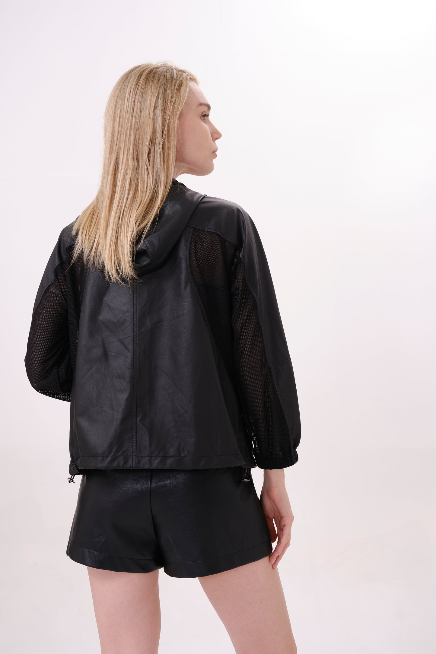 Black Hooded Leather Jacket