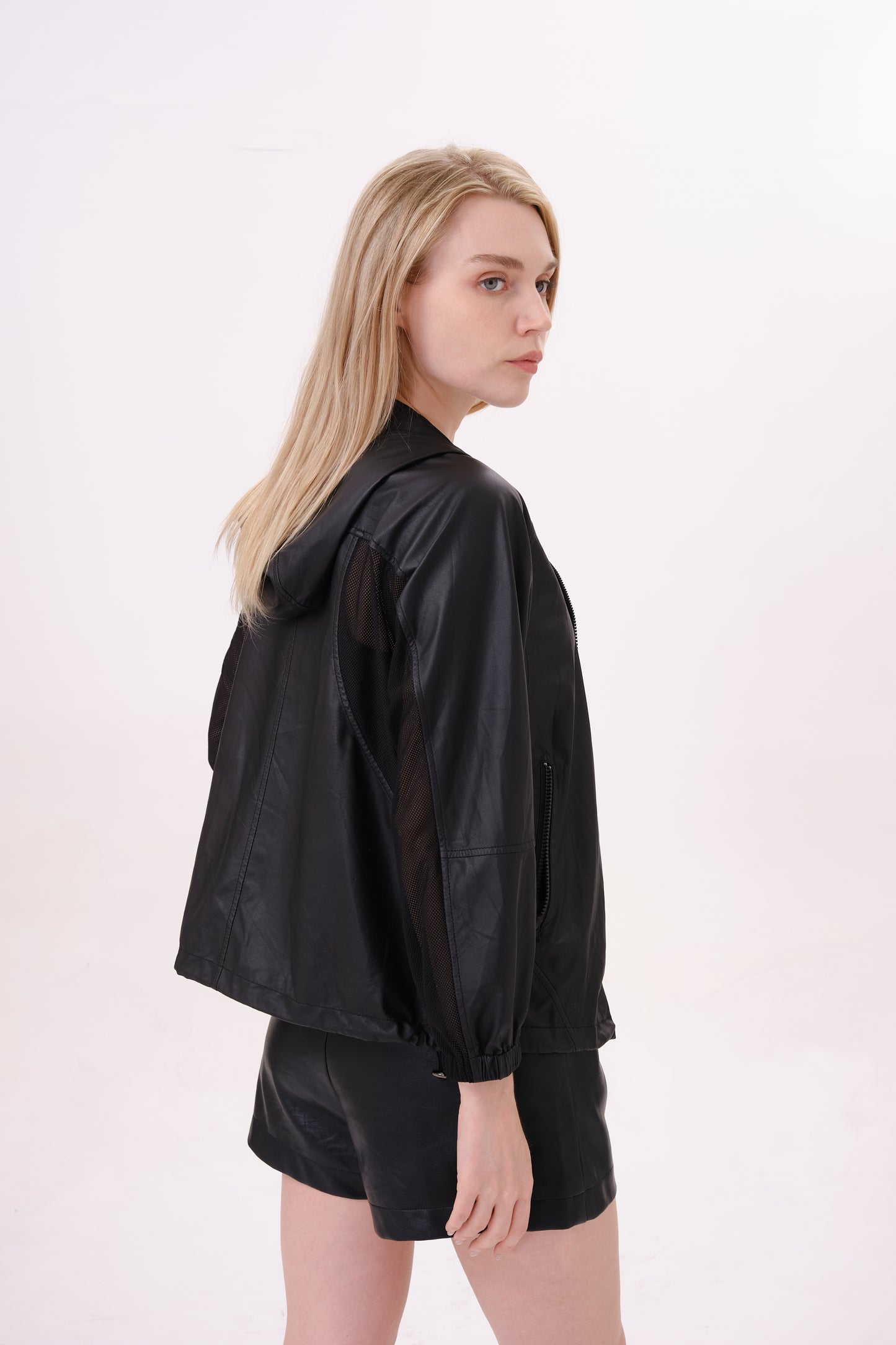 Black Hooded Leather Jacket