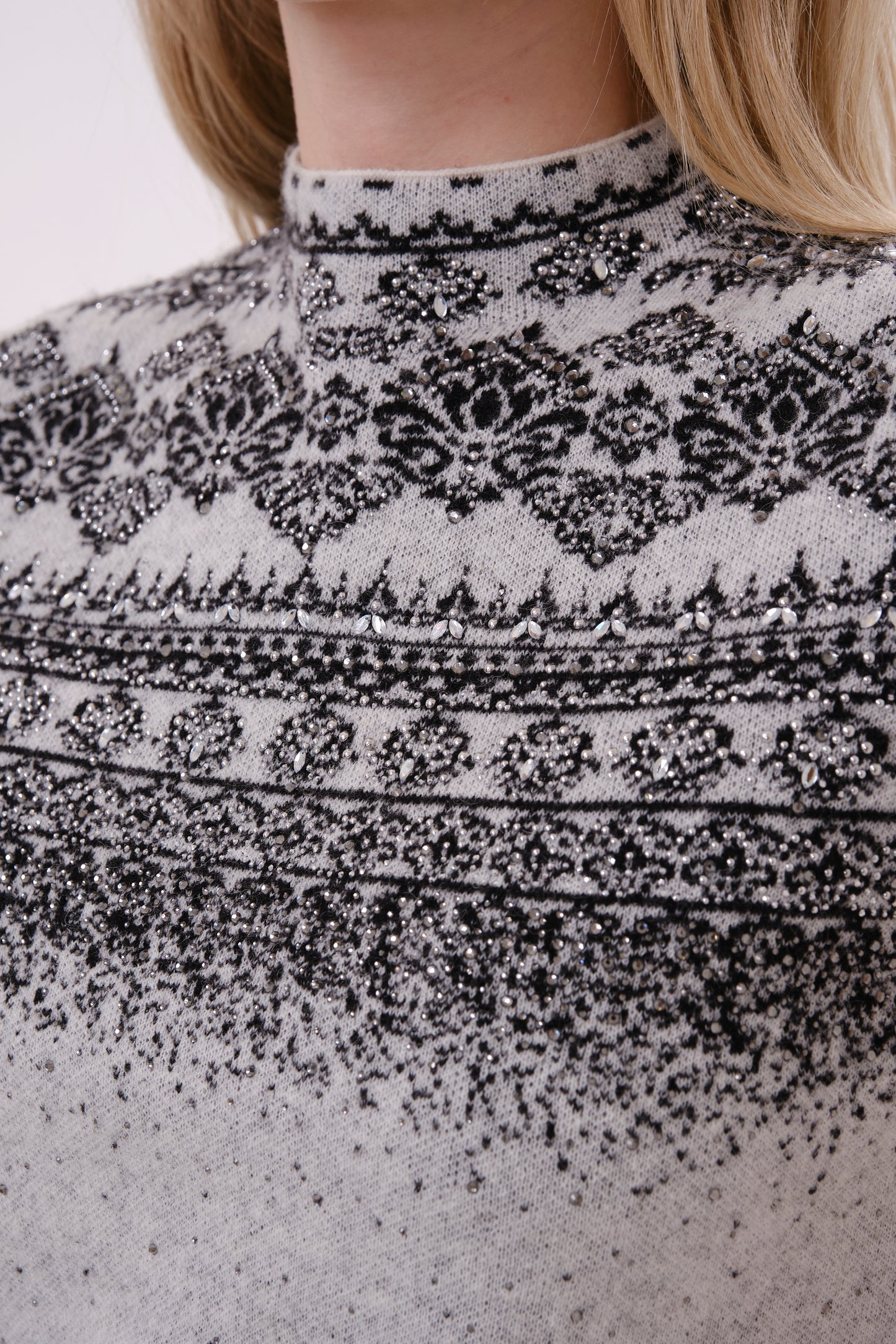 Grey Crystal Embellished Cap Sleeve Knit Top