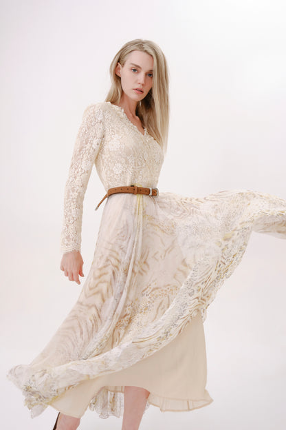 Silk Leopard Print Lace Dress