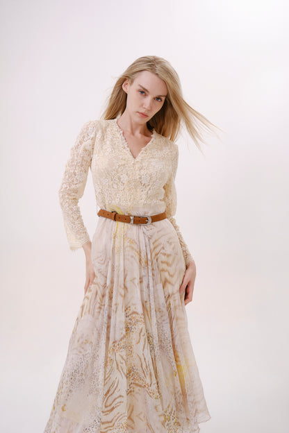 Silk Leopard Print Lace Dress
