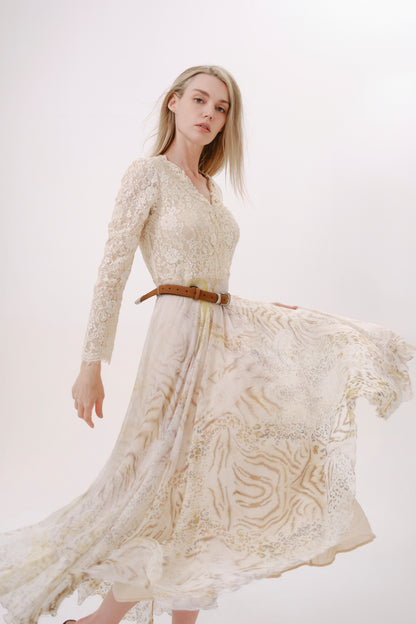 Silk Leopard Print Lace Dress