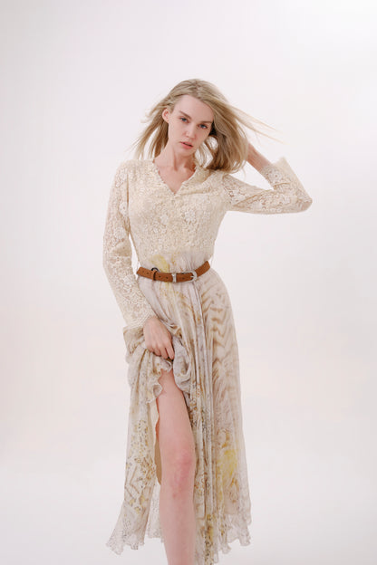 Silk Leopard Print Lace Dress