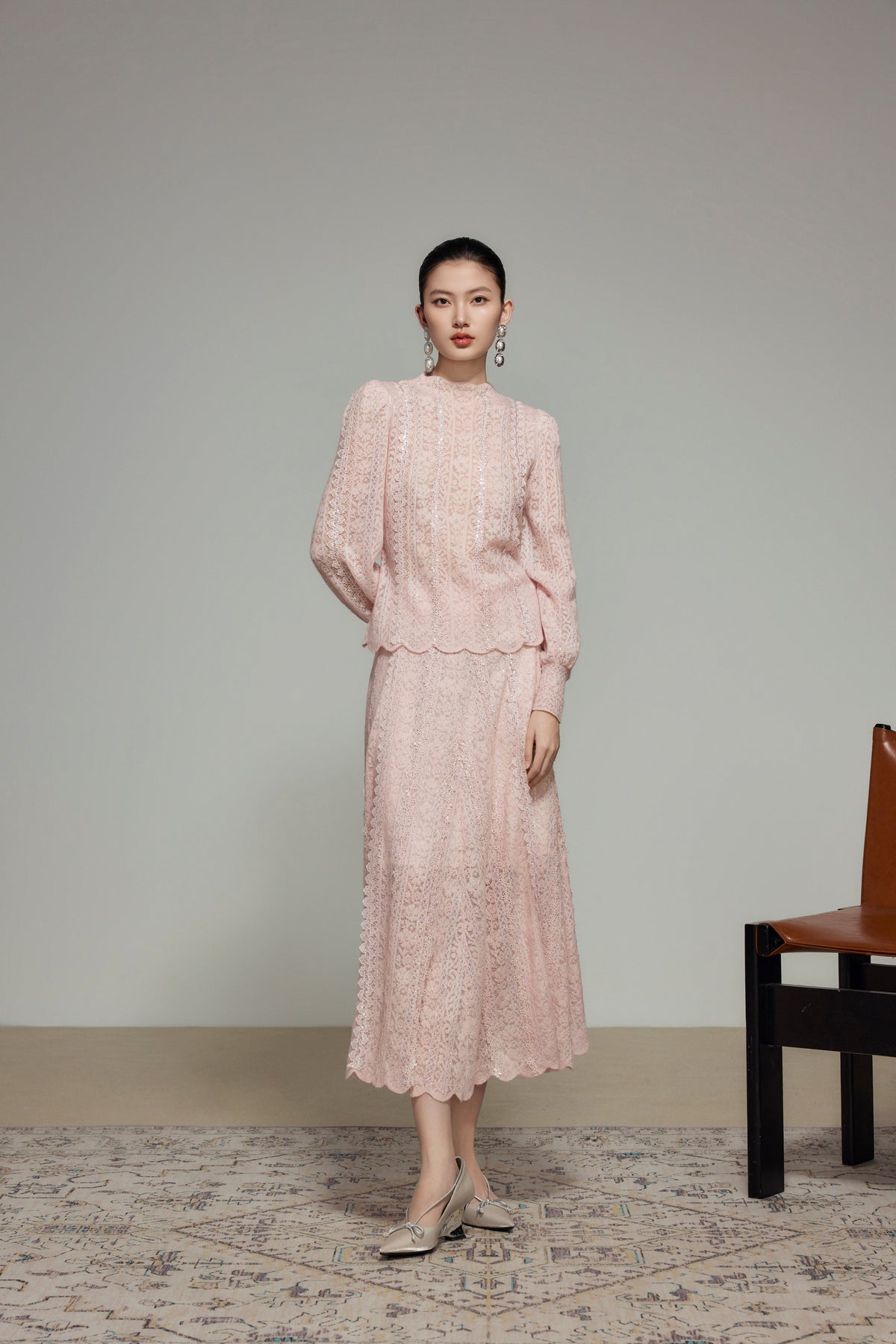 White Wool Knit A-Line Skirt