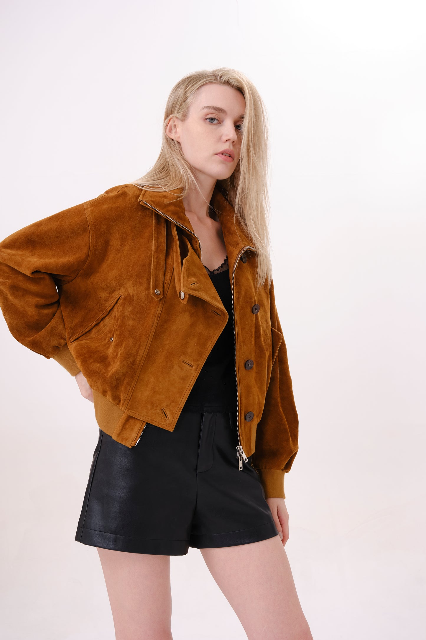 Brown Collared Suede Jacket