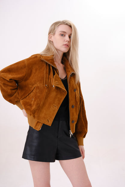 Brown Collared Suede Jacket